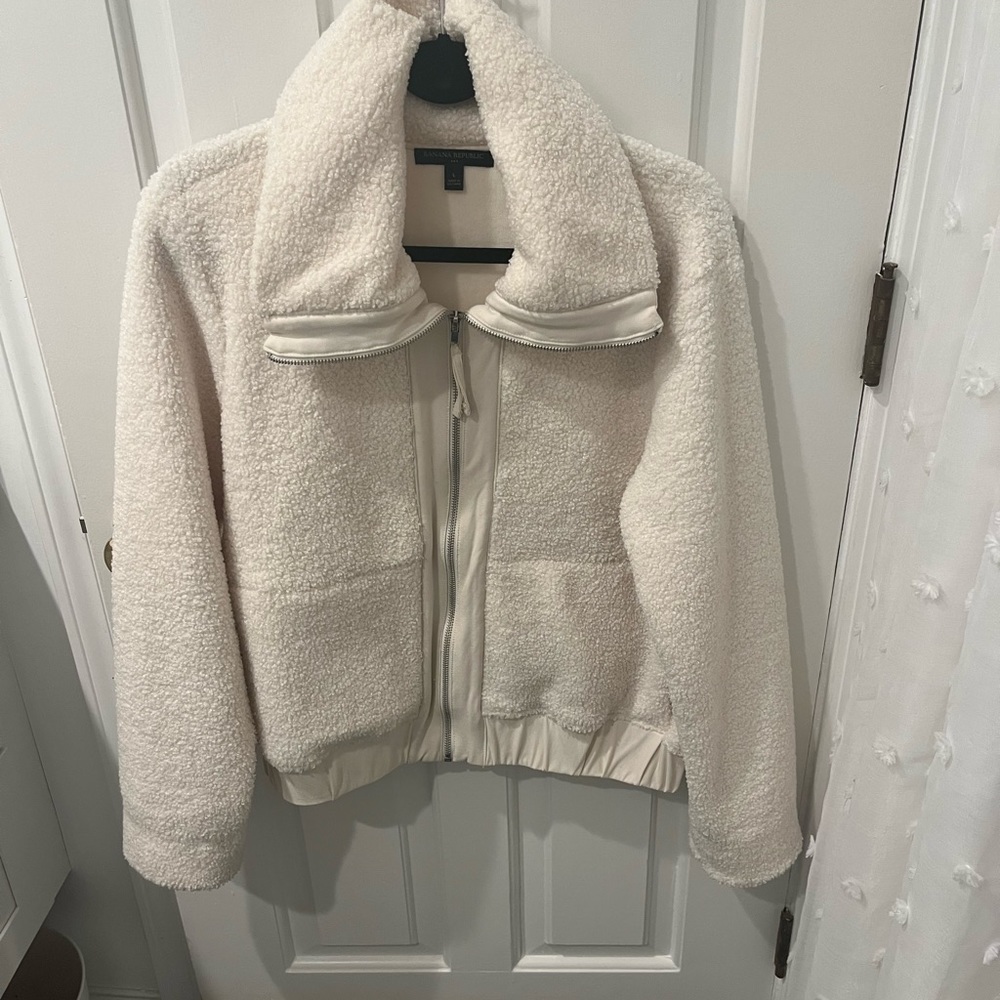 Banana Republic White Shearling Jacket
